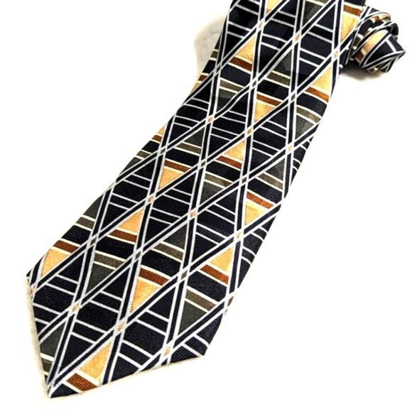 Vintage Men's Van Heusen 100% Silk Tie Abstract Diamond Pattern - Picture 8 of 13